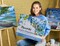 Figured'Art Paint by Numbers for Adults with Frame Boat under the Coconut trees 16"x20" - Craft Art Painting DIY Kit Canvas Already Stretched on a Wooden Frame